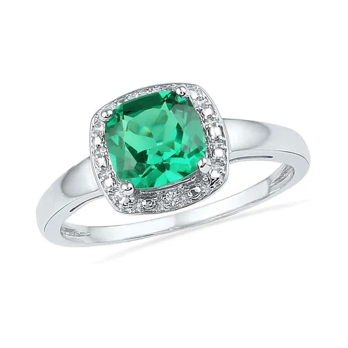 14k White Gold Princess Created Emerald Solitaire Diamond Ring 134 Cttw gndatlanta Rings 14k White Gold Princess Created Emerald Solitaire Diamond Ring 134 Cttw gndatlanta Rings