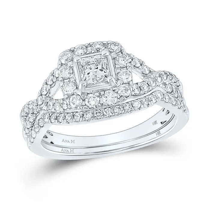 14k White Gold Princess Diamond Twist Bridal Wedding Ring Set 1 Cttw Certified gndatlanta Rings 14k White Gold Princess Diamond Twist Bridal Wedding Ring Set 1 Cttw Certified gndatlanta Rings