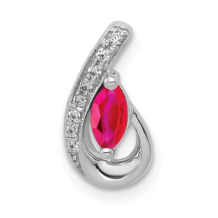 14k White Gold Real Diamond and 28 Ruby Teardrop Chain Slide Goldia Necklaces 14k White Gold Real Diamond and 28 Ruby Teardrop Chain Slide Goldia Necklaces