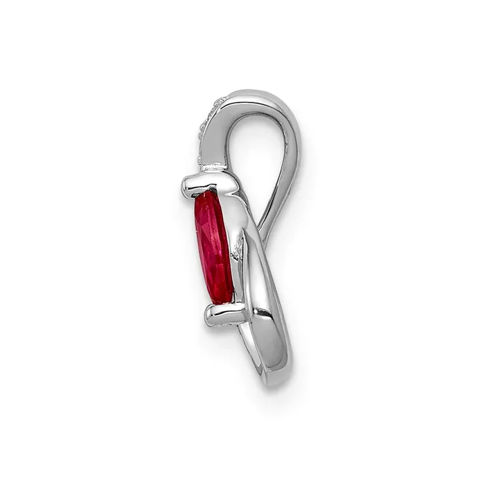 14k White Gold Real Diamond and 28 Ruby Teardrop Chain Slide Goldia Necklaces