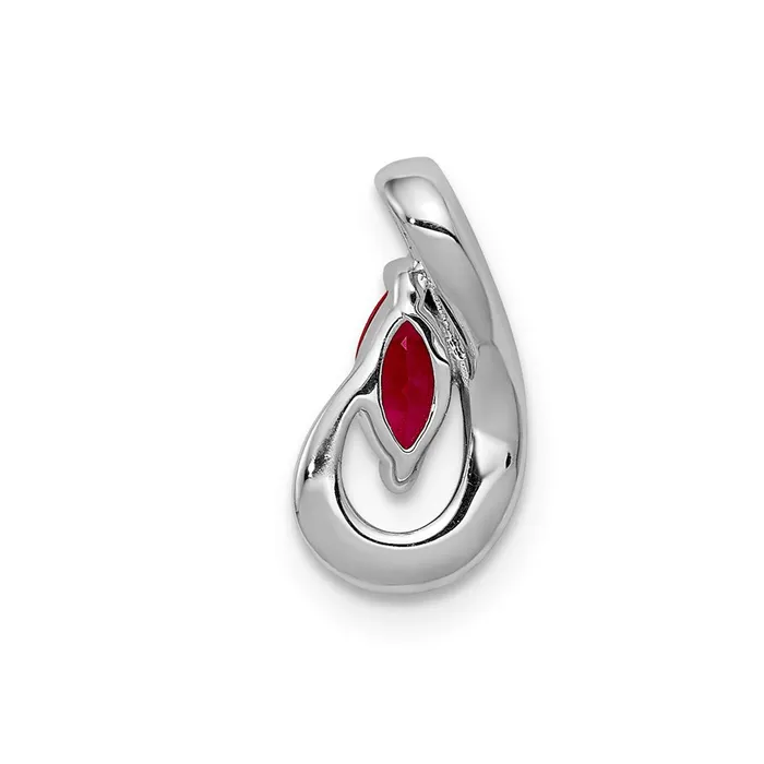 14k White Gold Real Diamond and 28 Ruby Teardrop Chain Slide Goldia Necklaces