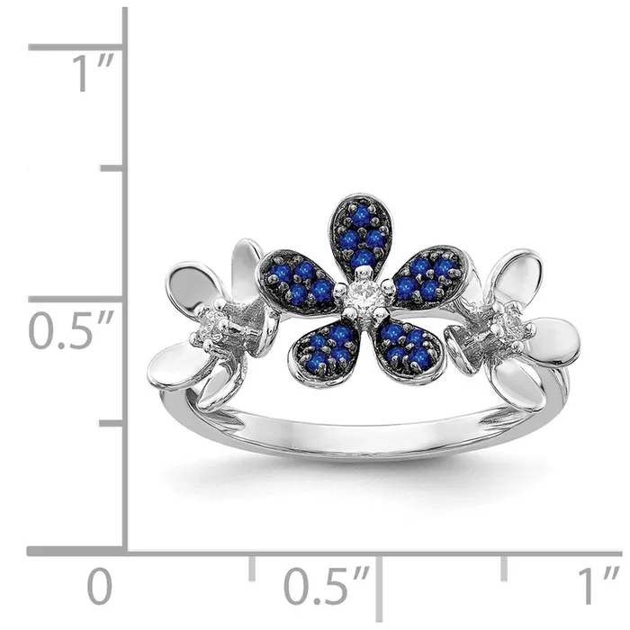 14k White Gold Real Diamond and Sapphire Flower Ring Goldiacom Rings