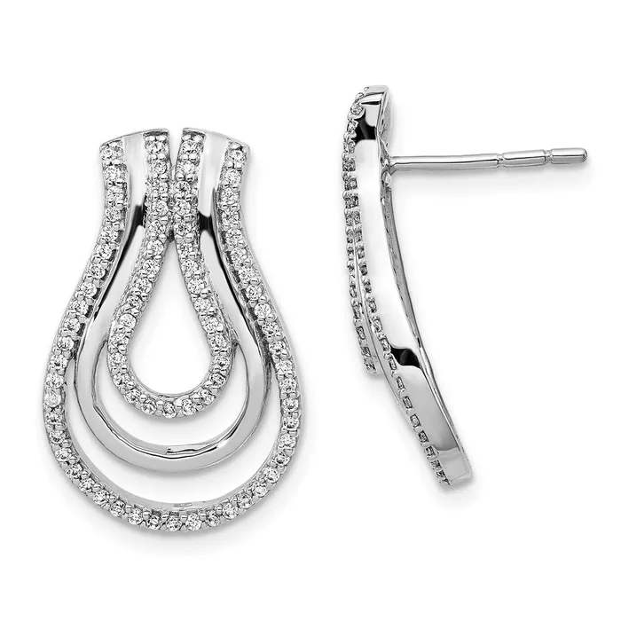 14k White Gold Real Diamond Fancy Earrings Goldia Earrings