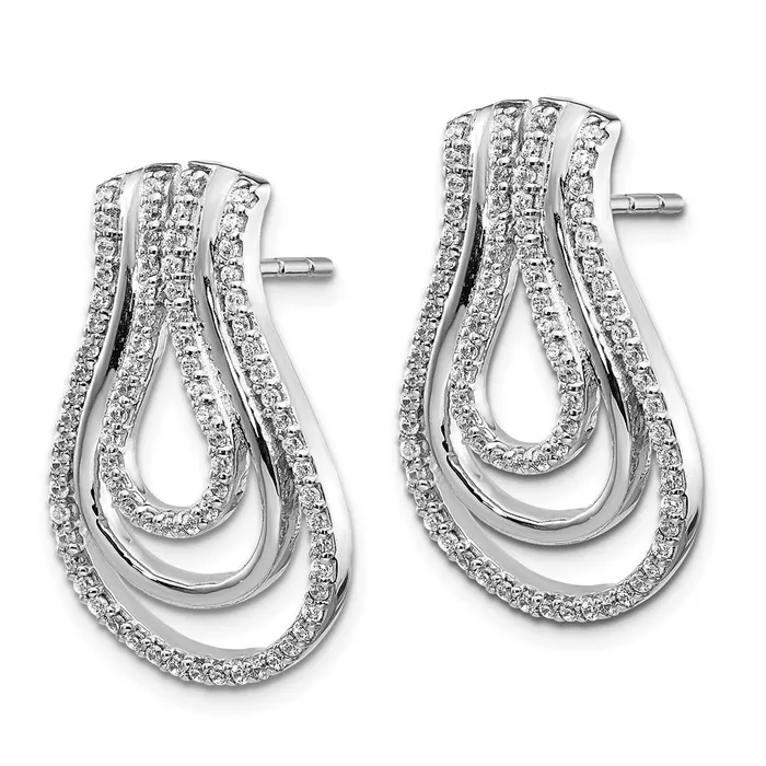 14k White Gold Real Diamond Fancy Earrings Goldia Earrings