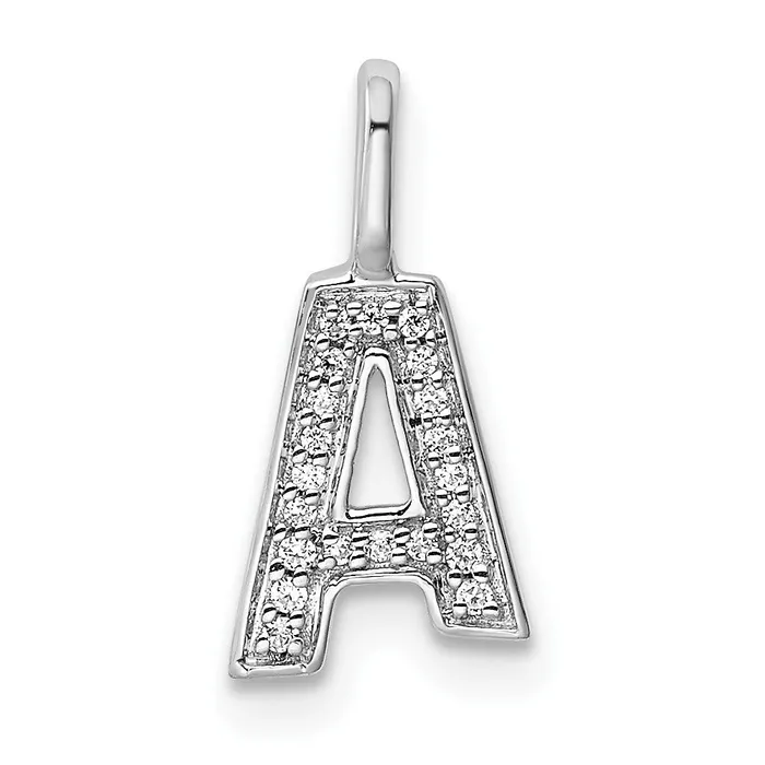 14K White Gold Real Diamond Letter A Initial Pendant Goldia Necklaces
