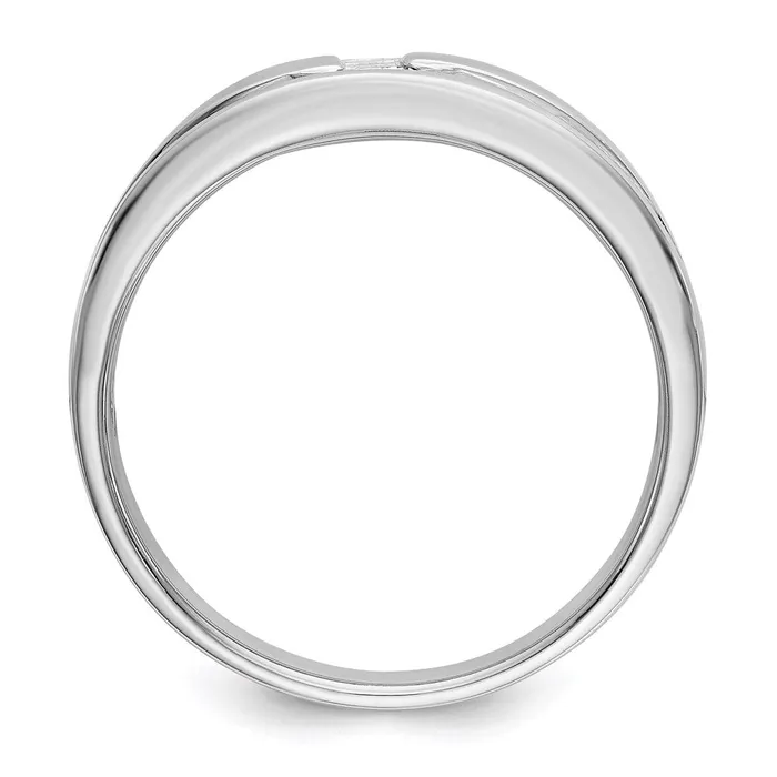 14K White Gold Real Diamond Mens Band Goldia Rings
