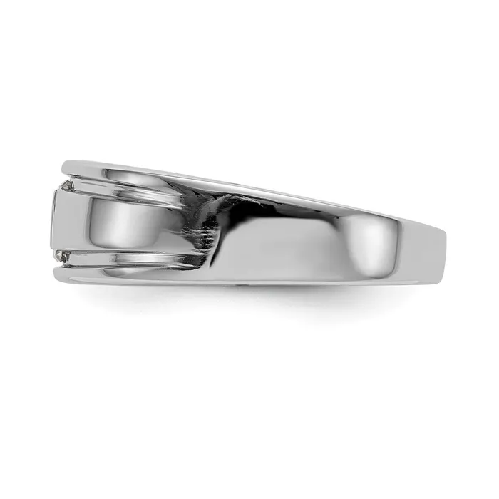 14K White Gold Real Diamond Mens Band Goldia Rings