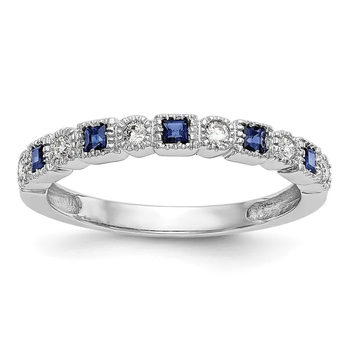 14k White Gold Real Diamond wSapphire Band Goldia Rings