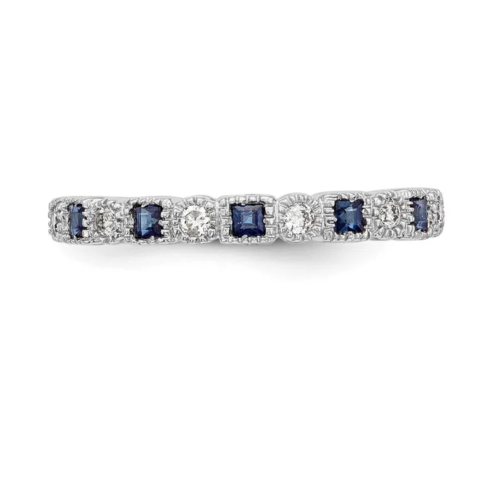 14k White Gold Real Diamond wSapphire Band Goldia Rings