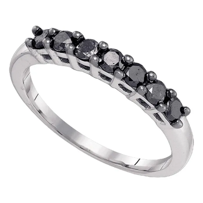 14k White Gold Round Black Diamond Band Ring 12 Cttw gndatlanta Rings