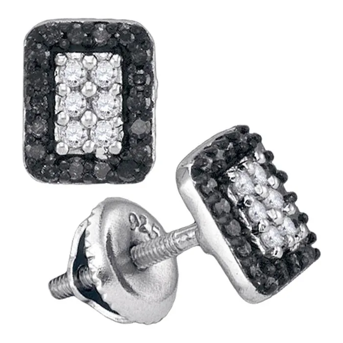 14k White Gold Round Black Diamond Cluster Earrings 13 Cttw gndatlanta Earrings 14k White Gold Round Black Diamond Cluster Earrings 13 Cttw gndatlanta Earrings
