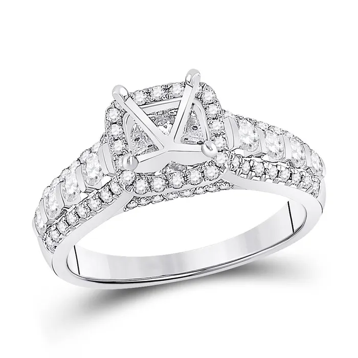 14k White Gold Round Diamond 1 Ct Rd Center Halo Bridal SemiMount Ring 78 Ctw gndatlanta Rings 14k White Gold Round Diamond 1 Ct Rd Center Halo Bridal SemiMount Ring 78 Ctw gndatlanta Rings