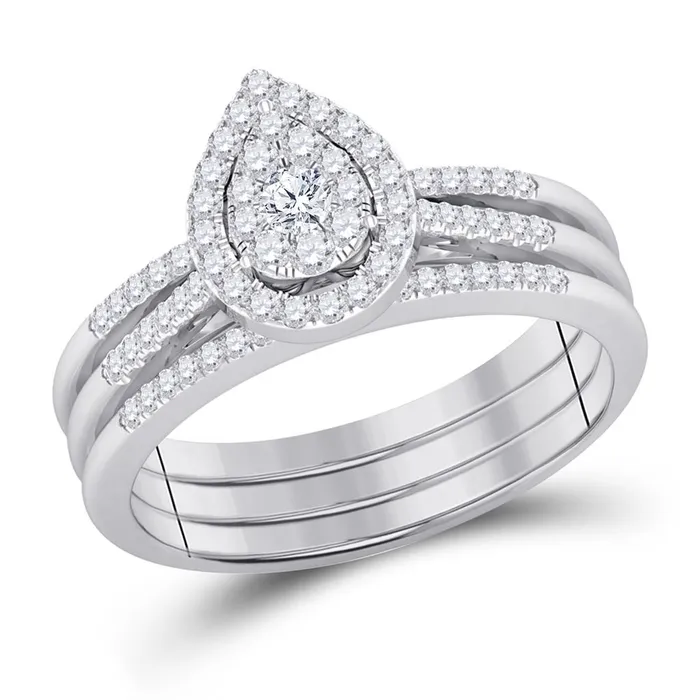14k White Gold Round Diamond 3Piece Bridal Wedding Ring Set 12 Cttw gndatlanta Rings 14k White Gold Round Diamond 3Piece Bridal Wedding Ring Set 12 Cttw gndatlanta Rings