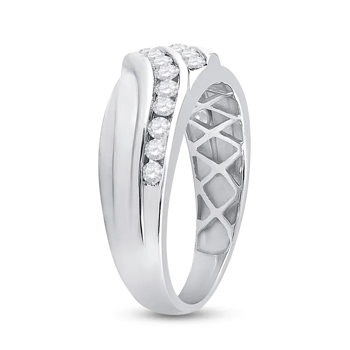 14k White Gold Round Diamond Double Row Band Ring 34 Cttw gndatlanta Rings