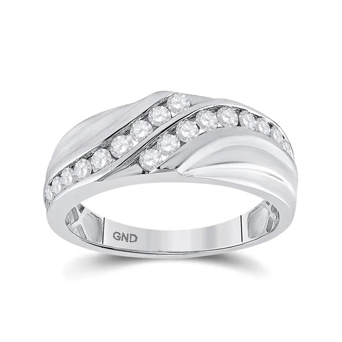 14k White Gold Round Diamond Double Row Band Ring 34 Cttw gndatlanta Rings