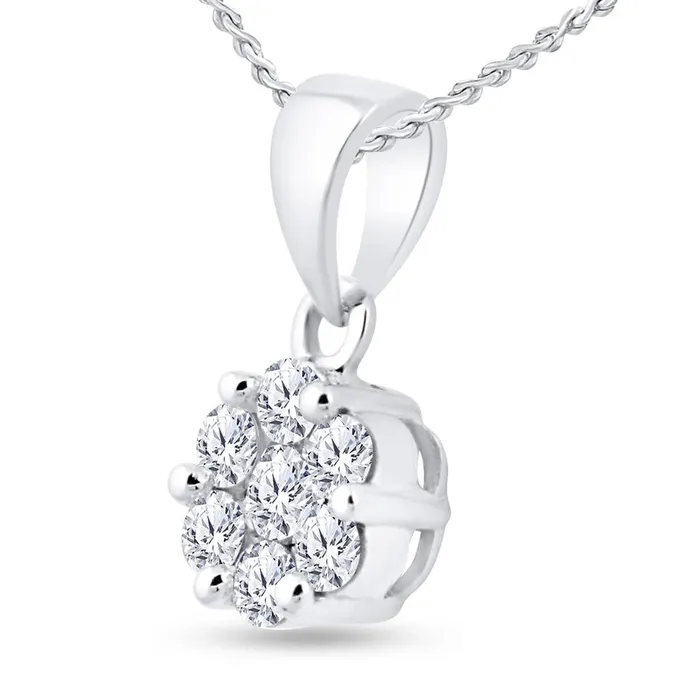 14k White Gold Round Diamond Flower Cluster Pendant 34 Cttw gndatlanta Rings 14k White Gold Round Diamond Flower Cluster Pendant 34 Cttw gndatlanta Rings