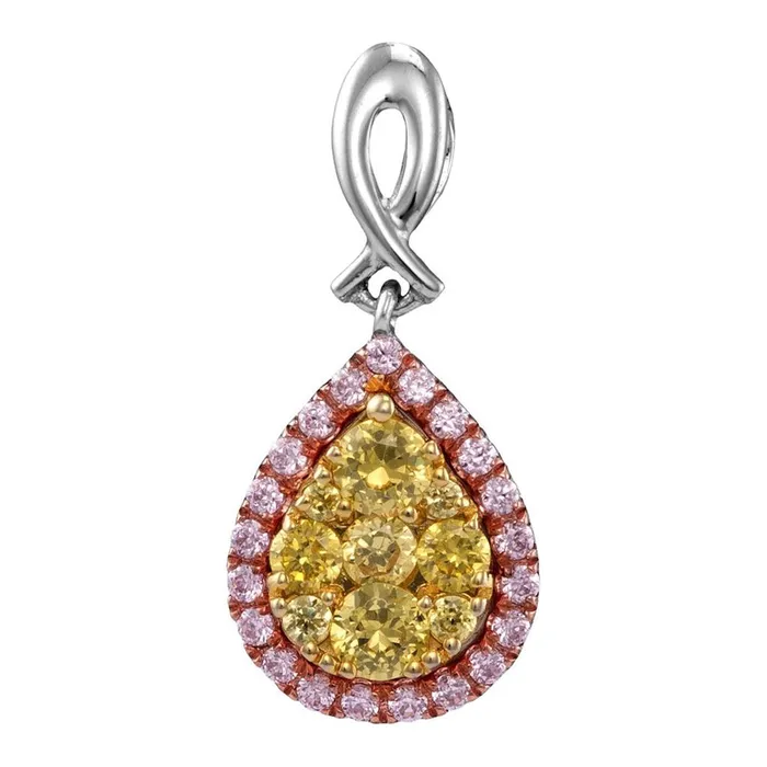 14k White Gold Round Yellow Pink Diamond Teardrop Cluster Pendant 58 Cttw gndatlanta Necklaces 14k White Gold Round Yellow Pink Diamond Teardrop Cluster Pendant 58 Cttw gndatlanta Necklaces