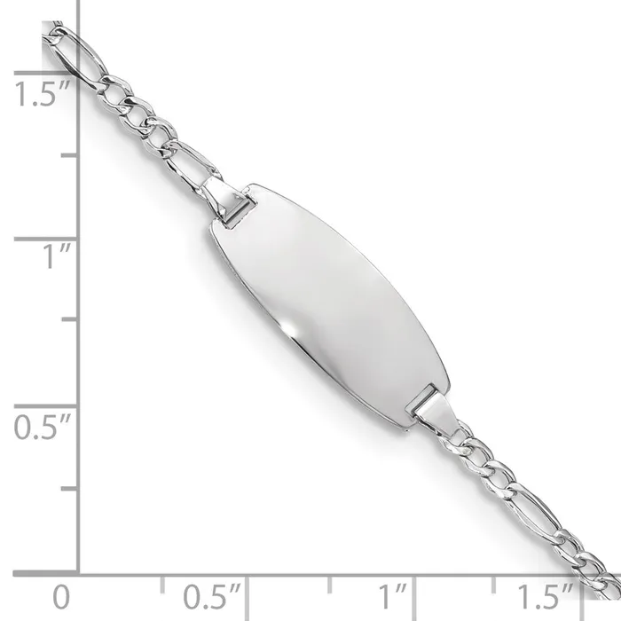 14k White Gold SemiSolid Oval Figaro ID Bracelet MDS Bracelets 14k White Gold SemiSolid Oval Figaro ID Bracelet MDS Bracelets