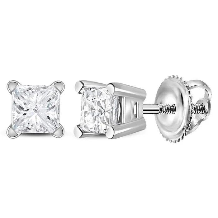 14k White Gold Unisex Princess Diamond Solitaire Stud Earrings 38 Cttw Certified gndatlanta Earrings 14k White Gold Unisex Princess Diamond Solitaire Stud Earrings 38 Cttw Certified gndatlanta Earrings
