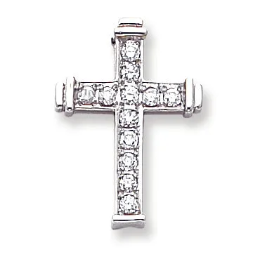14k White Gold VS Diamond cross pendant Goldiacom Necklaces