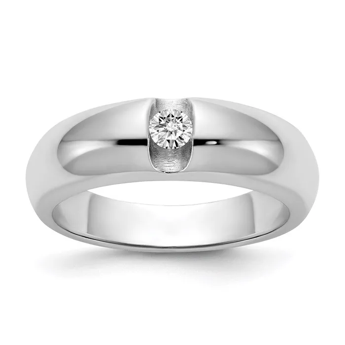 14k White Gold VS Real Diamond mens band Goldiacom Rings