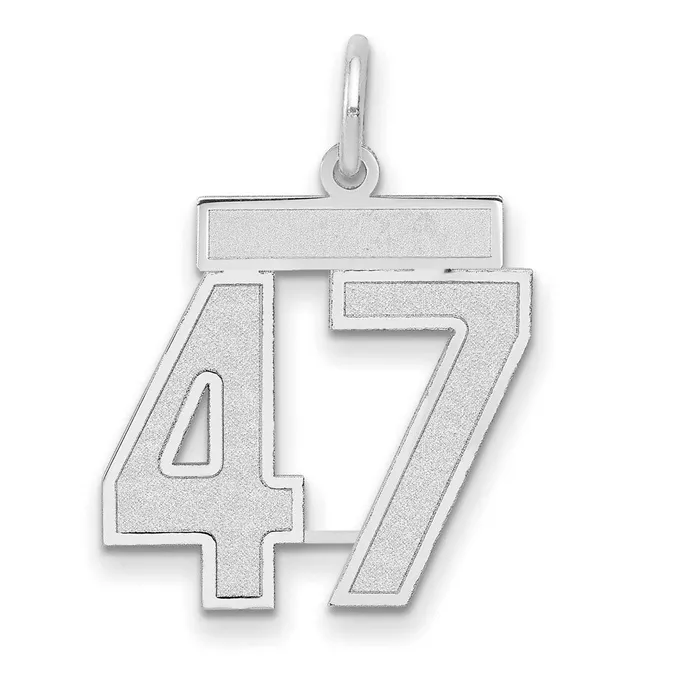 14k White Goldw Medium Satin Number 47 Charm Goldia Charm Necklaces