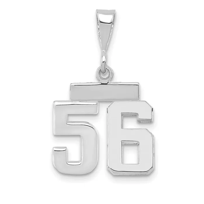 14k White Goldw Small Polished Number 56 Charm Goldia Charm Necklaces