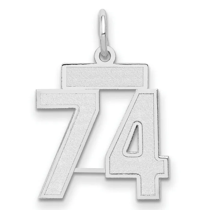 14k White Goldw Small Satin Number 74 Charm Goldia Charm Necklaces