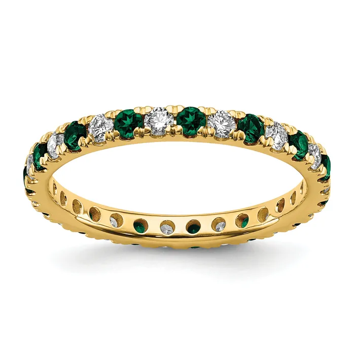 14k Yellow Gold 12 Ct Lab Grown Diamond VSSI G and Lab Created Emerald Eternity Band Ring Goldia Rings 14k Yellow Gold 12 Ct Lab Grown Diamond VSSI G and Lab Created Emerald Eternity Band Ring Goldia Rings
