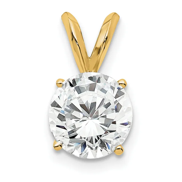 14k Yellow Gold 1 Ct Certified Lab Grown Diamond VSSI G Round Four Prong Solitaire Pendant Goldia Necklaces 14k Yellow Gold 1 Ct Certified Lab Grown Diamond VSSI G Round Four Prong Solitaire Pendant Goldia Necklaces