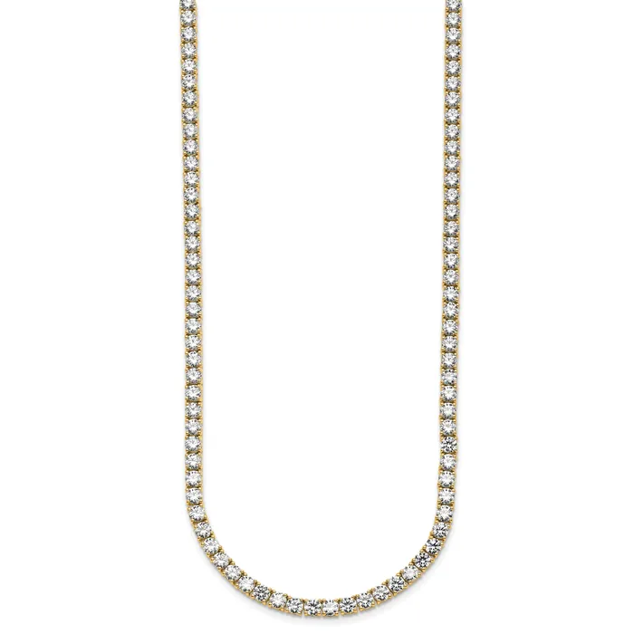 14k Yellow Gold 23 38 Ct Lab Grown Diamond VSSI G Round 18 inch Straight Tennis Necklace Goldia Necklaces