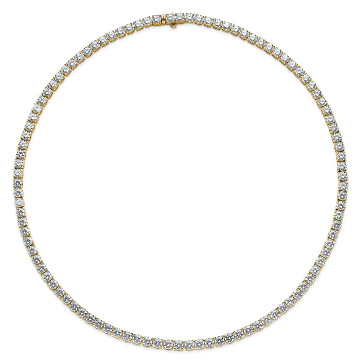 14k Yellow Gold 23 38 Ct Lab Grown Diamond VSSI G Round 18 inch Straight Tennis Necklace Goldia Necklaces