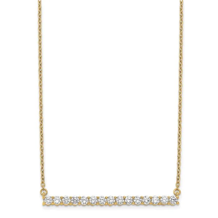 14k Yellow Gold 34 Ct Lab Grown Diamond VSSI G 18 inch Bar Necklace Goldia Necklaces