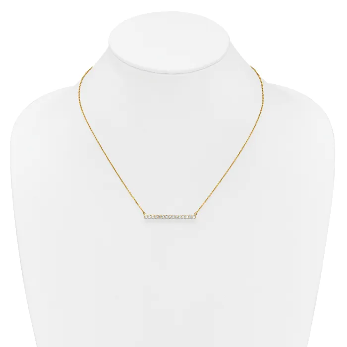 14k Yellow Gold 34 Ct Lab Grown Diamond VSSI G 18 inch Bar Necklace Goldia Necklaces
