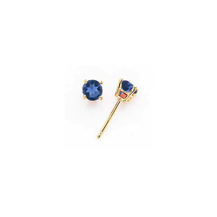 14k Yellow Gold 4mm Sapphire Earrings Goldia Earrings