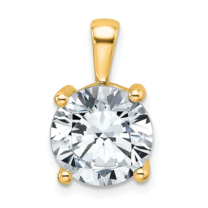 14k Yellow Gold 5 Ct Lab Grown Diamond VSSI G Round Four Prong Pendant Goldia Necklaces 14k Yellow Gold 5 Ct Lab Grown Diamond VSSI G Round Four Prong Pendant Goldia Necklaces