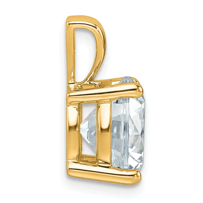 14k Yellow Gold 5 Ct Lab Grown Diamond VSSI G Round Four Prong Pendant Goldia Necklaces