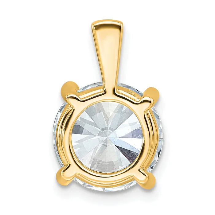 14k Yellow Gold 5 Ct Lab Grown Diamond VSSI G Round Four Prong Pendant Goldia Necklaces