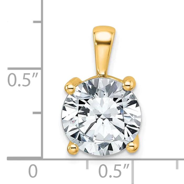 14k Yellow Gold 5 Ct Lab Grown Diamond VSSI G Round Four Prong Pendant Goldia Necklaces