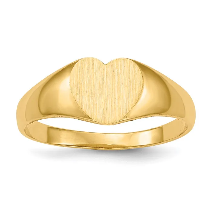 14K Yellow Gold 65x80mm Closed Back Heart Signet Ring Goldia Rings
