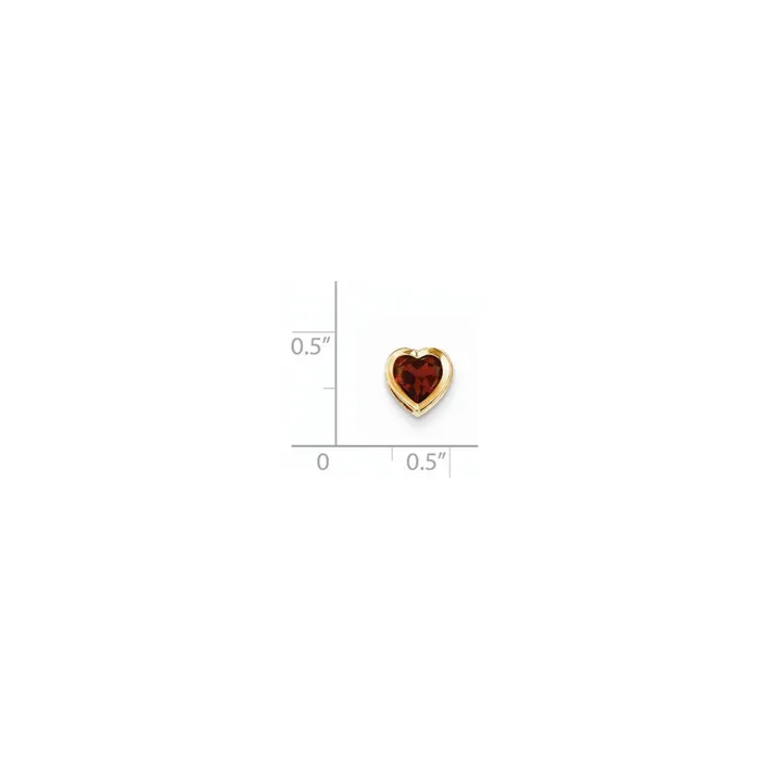 14K Yellow Gold 6mm Heart Garnet bezel pendant Goldia Necklaces