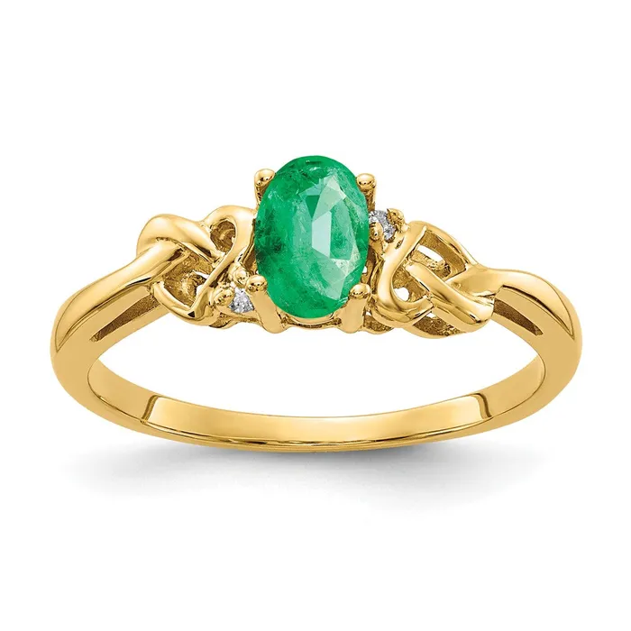 14k Yellow Gold 6x4mm Oval Emerald AA Diamond ring Goldia Rings