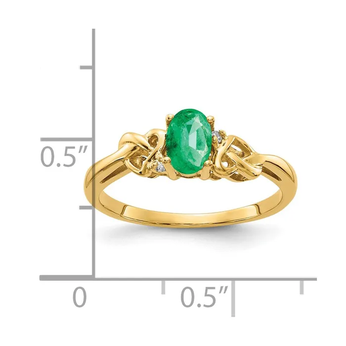 14k Yellow Gold 6x4mm Oval Emerald AA Diamond ring Goldia Rings