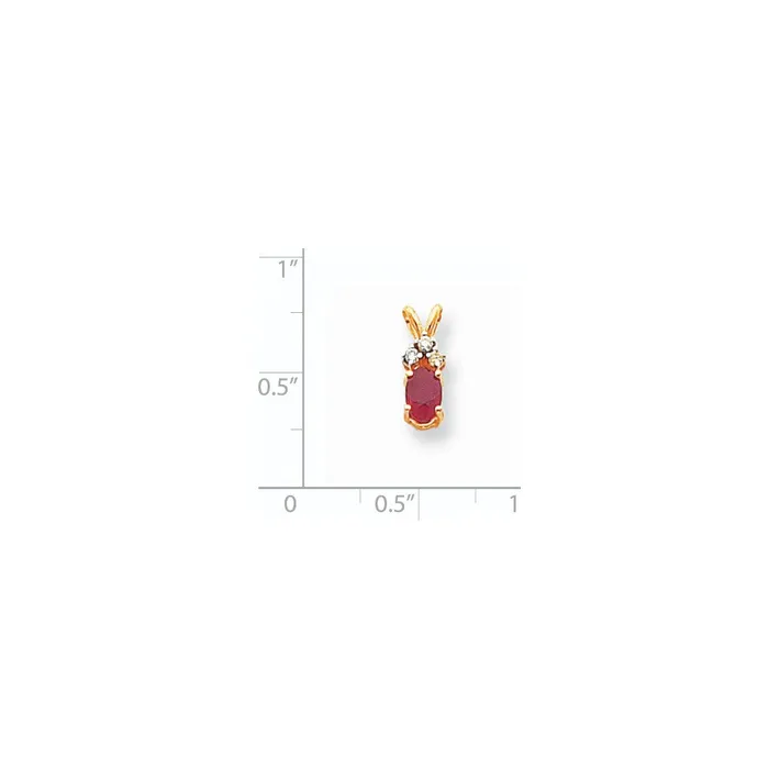 14K Yellow Gold 6x4mm Oval Ruby AAA Real Diamond pendant Goldia Necklaces