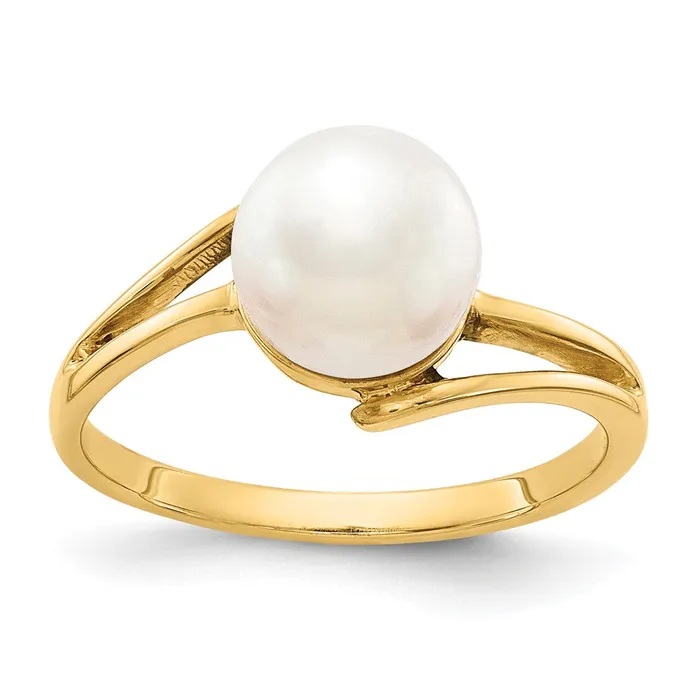 14k Yellow Gold 75mm FW Cultured Pearl ring Goldia Rings