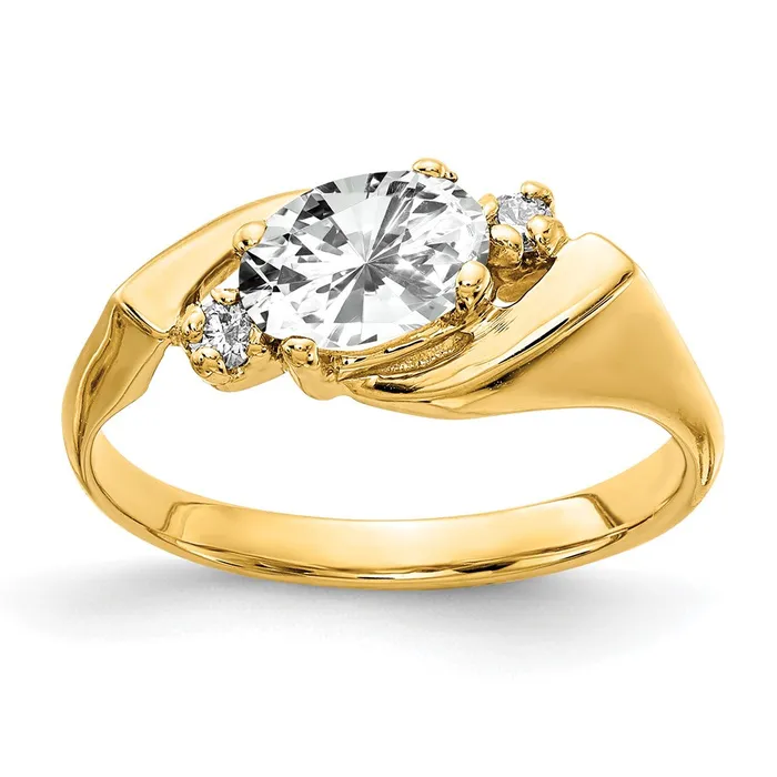14K Yellow Gold 7x5mm Oval Cubic Zirconia AA Real Diamond ring Goldiacom Rings 14K Yellow Gold 7x5mm Oval Cubic Zirconia AA Real Diamond ring Goldiacom Rings