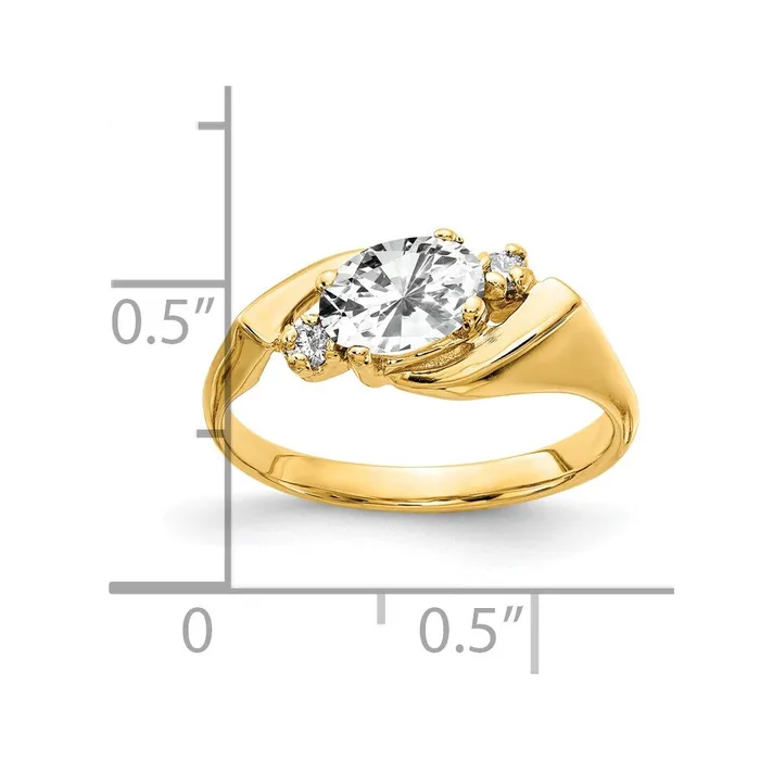 14K Yellow Gold 7x5mm Oval Cubic Zirconia AA Real Diamond ring Goldiacom Rings