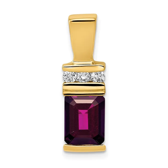 14k Yellow Gold 8x6mm Emerald Cut Rhodolite Garnet AAA Diamond Slide Goldia Earrings 14k Yellow Gold 8x6mm Emerald Cut Rhodolite Garnet AAA Diamond Slide Goldia Earrings