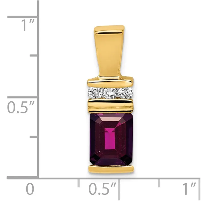 14k Yellow Gold 8x6mm Emerald Cut Rhodolite Garnet AAA Diamond Slide Goldia Earrings