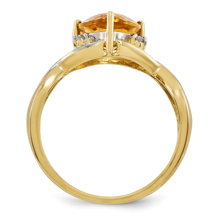 14K Yellow Gold Citrine and White Topaz Trillion Ring Goldia Rings